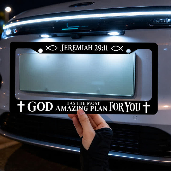 Christianartworkshop Sacred Cross & Ichthys Metal Car Frame: Witness of Divine Providence - image 4
