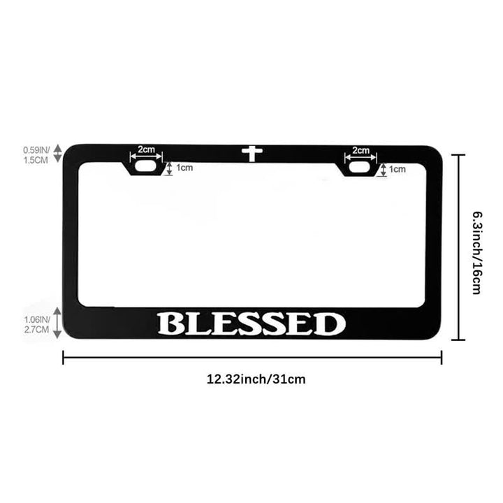 Christianartworkshop Minimalist Cross Blessed Metal Car Frame: Roadside Reminder of Blessings - image 7