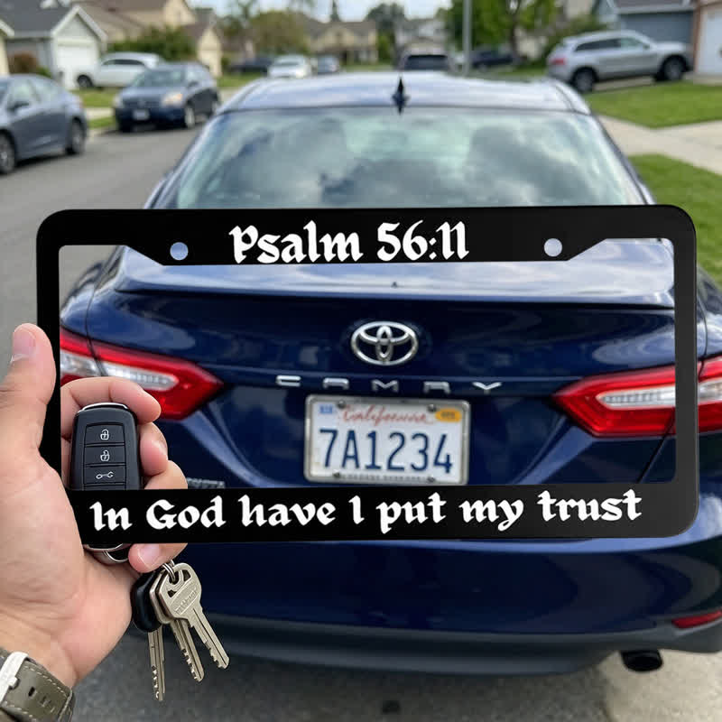 Christianartworkshop In God Have I Put My Trust Metal Car Frame: Beacon of Heavenly Assurance - image 1