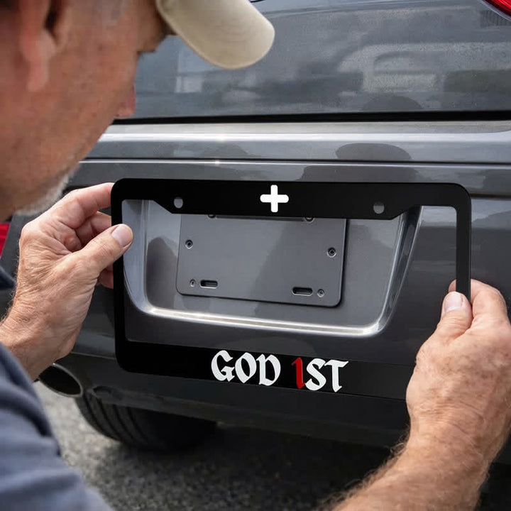Christianartworkshop Inspirational God 1st Cross Metal Car Frame: Token of Sacred Commitment - image 5