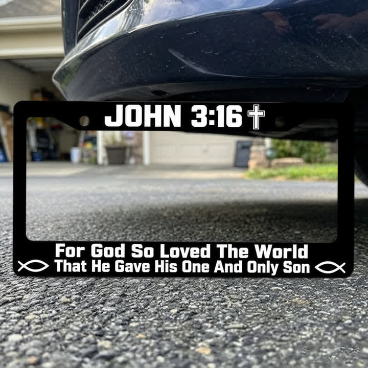 Christianartworkshop Cross & Ichthys Scripture Metal Car Frame: Carry Divine Love On Every Journey - image 6