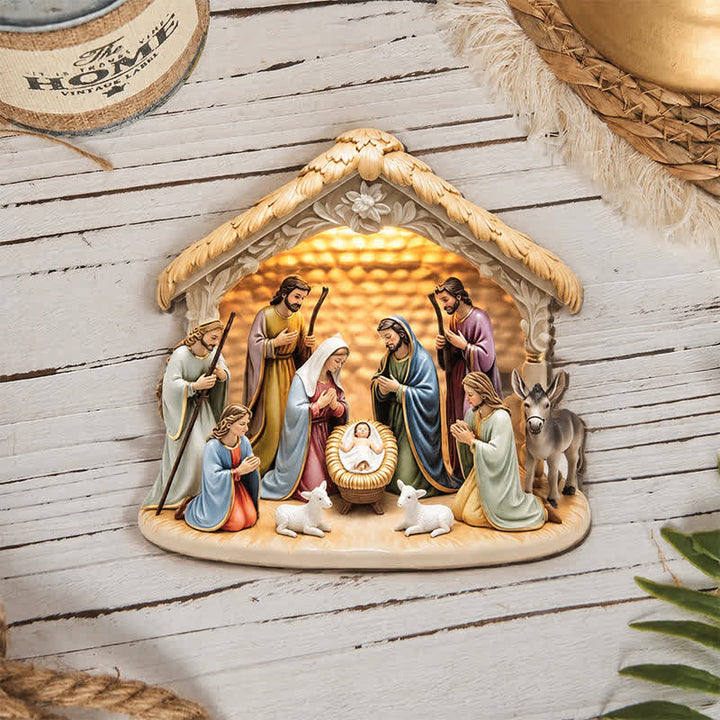 Christianartworkshop Polished Wooden Nativity Scene Tabletop Decor: Emblem of Holy Heavenly Favor - image 11