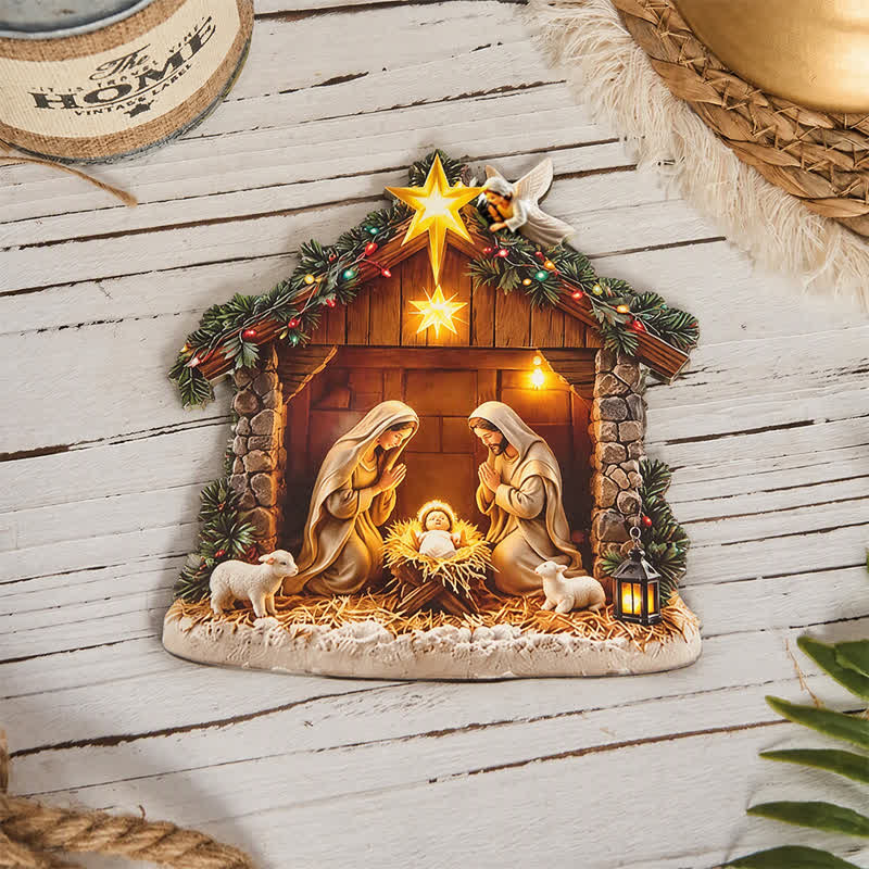 Christianartworkshop Polished Wooden Nativity Scene Tabletop Decor: Emblem of Holy Heavenly Favor - image 7