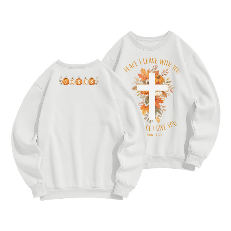 Christianartworkshop Jesus Autumn Pumpkin Graphic Cozy Fleece Sweatshirt - White - 2XL - image 0