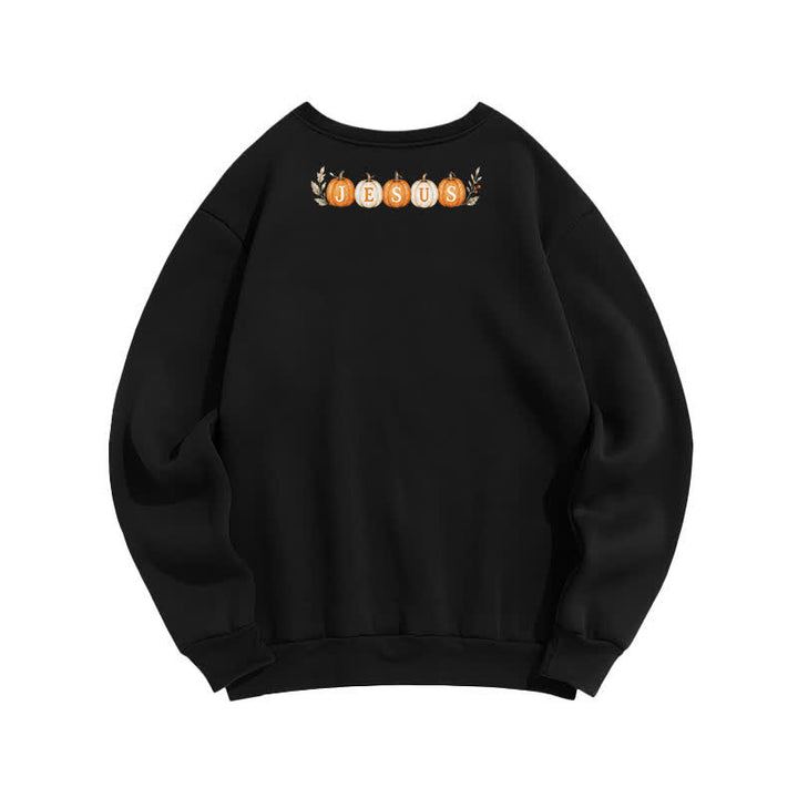 Christianartworkshop Jesus Autumn Pumpkin Graphic Cozy Fleece Sweatshirt - image 11