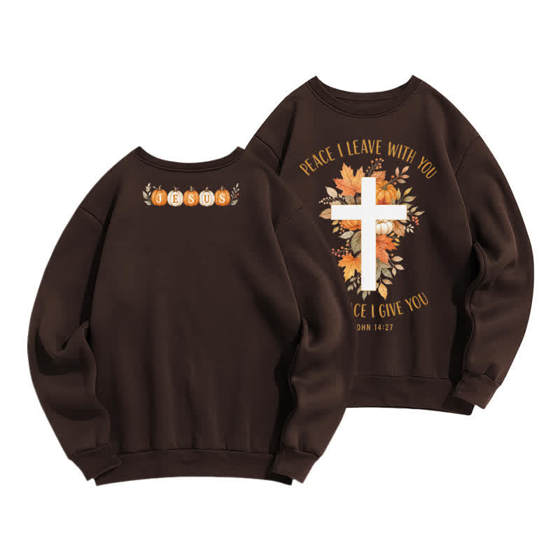 Christianartworkshop Jesus Autumn Pumpkin Graphic Cozy Fleece Sweatshirt - Brown - 2XL - image 6