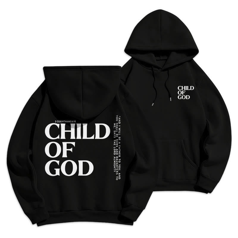 Christianartworkshop Child Of God Minimalist Statement Pullover Fleece Lined Polyester Hoodie - Black - 2XL - image 3
