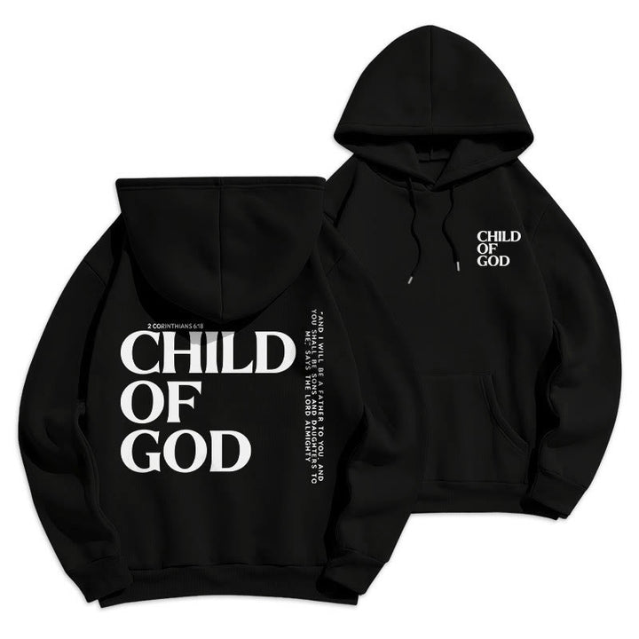 Christianartworkshop Child Of God Minimalist Statement Pullover Fleece Lined Polyester Hoodie - Black - 2XL - image 3