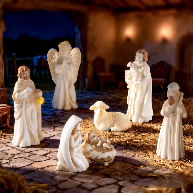 FREE Today: Vintage Resin Nativity Figurine Set: Emblem of Gentle Holy Birth Story - image 1