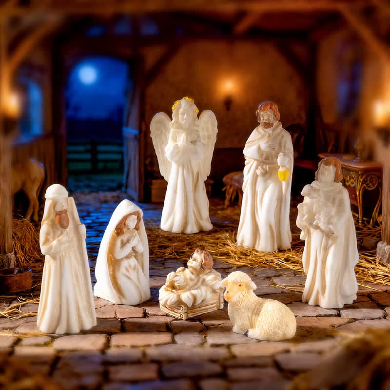 FREE Today: Vintage Resin Nativity Figurine Set: Emblem of Gentle Holy Birth Story - 7 Pcs/Set - image 0