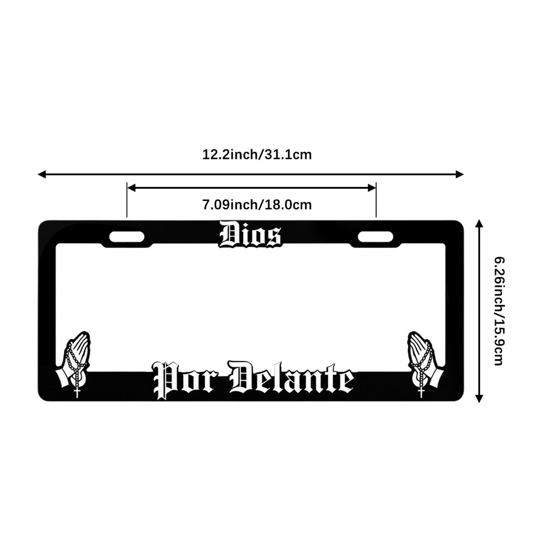 Christianartworkshop Dios Por Delante License Plate Frame with Praying Hands: Token Of Peaceful Daily Spiritual Serenity - 12.24"*6.26"*0.39"/31.1cm*15.9cm*1cm (Mexico Standard) - image 8