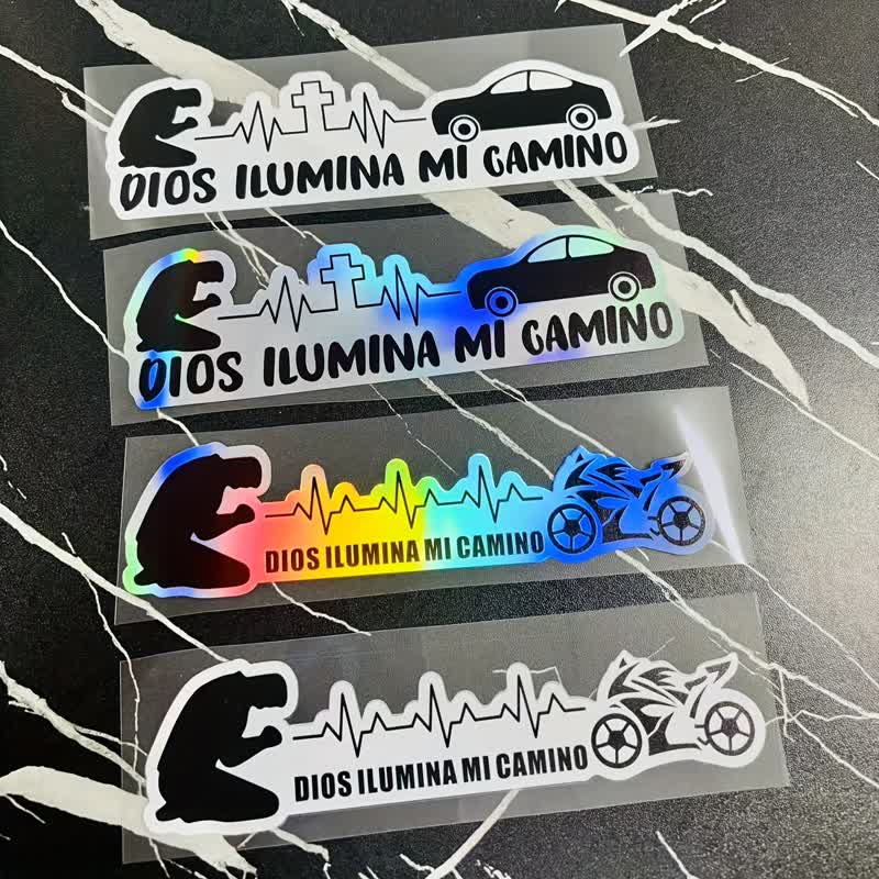 Christianartworkshop Spanish Blessing Cross Heartbeat Car Sticker: Token of Gentle Divine Light - image 1