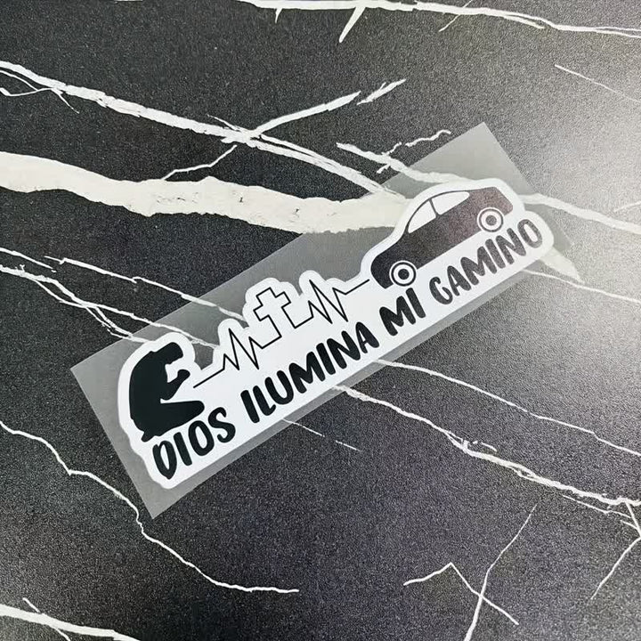 Christianartworkshop Spanish Blessing Cross Heartbeat Car Sticker: Token of Gentle Divine Light - Silver - Car - Set of 10 - image 4