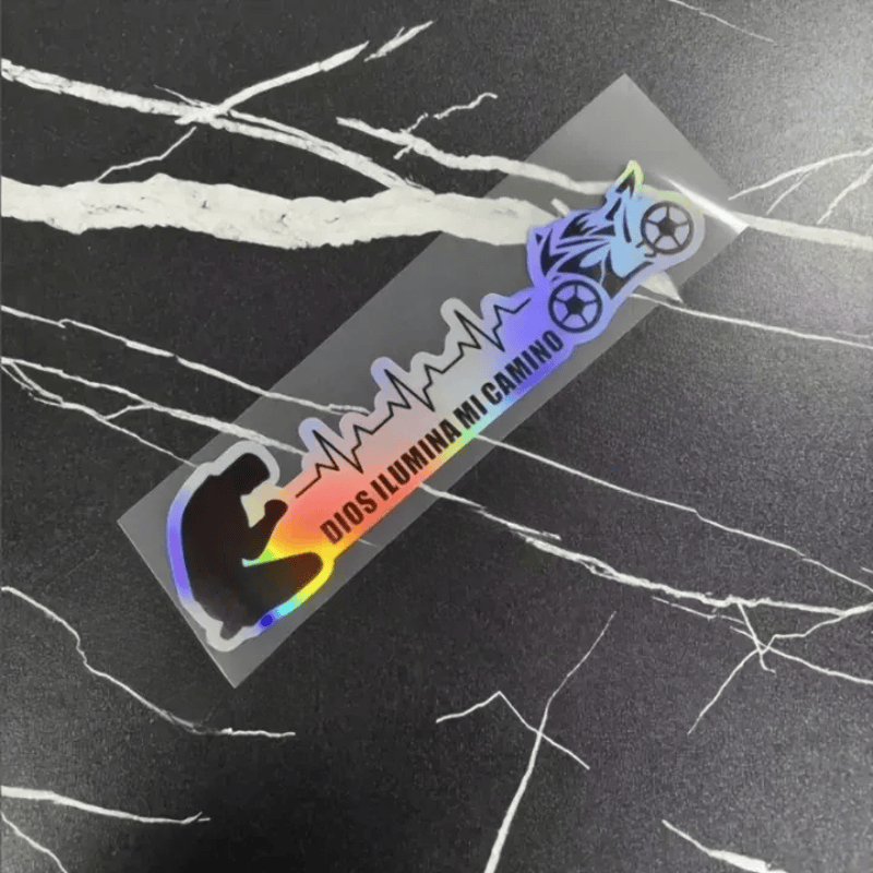 Christianartworkshop Spanish Blessing Cross Heartbeat Car Sticker: Token of Gentle Divine Light - Holographic - Motor - Set of 10 - image 8