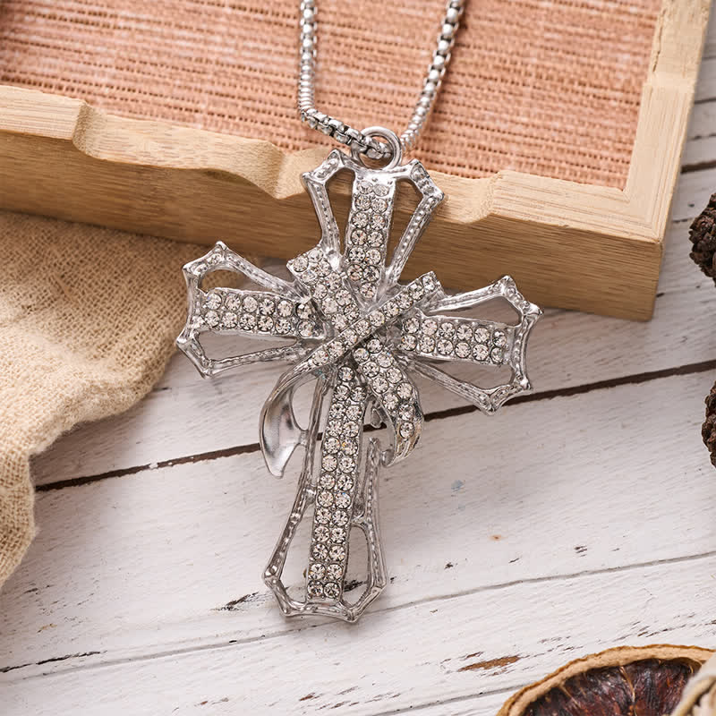 Christianartworkshop Luxe Jeweled Hollow Cross Box Chain Necklace: Icon of Quiet Heavenly Serenity - image 7