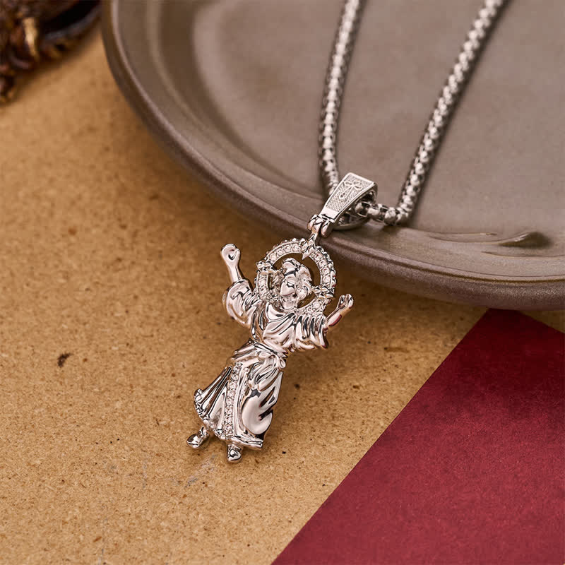 Christianartworkshop Ornate 3D Divine Child Jesus Wheat Chain Necklace: Icon of Quiet Sacred Serenity - image 7