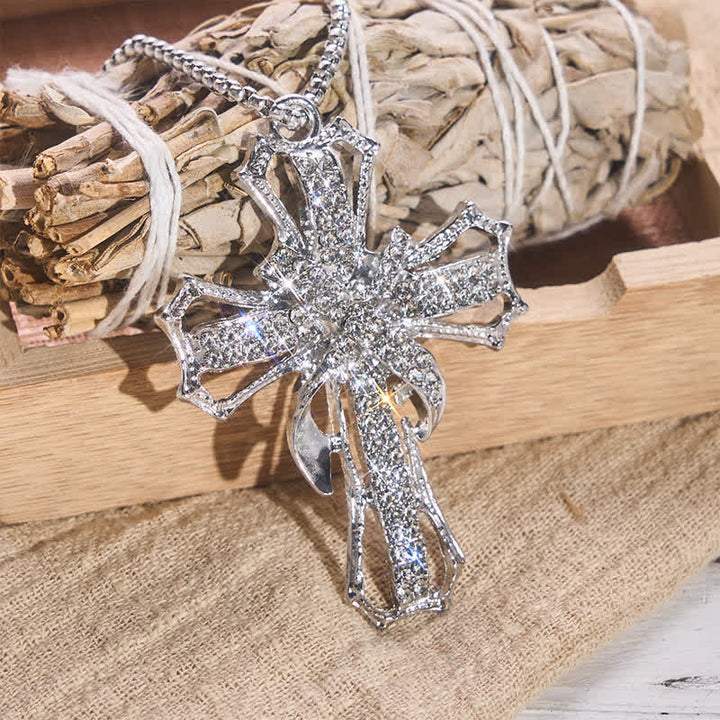 Christianartworkshop Luxe Jeweled Hollow Cross Box Chain Necklace: Icon of Quiet Heavenly Serenity - image 8