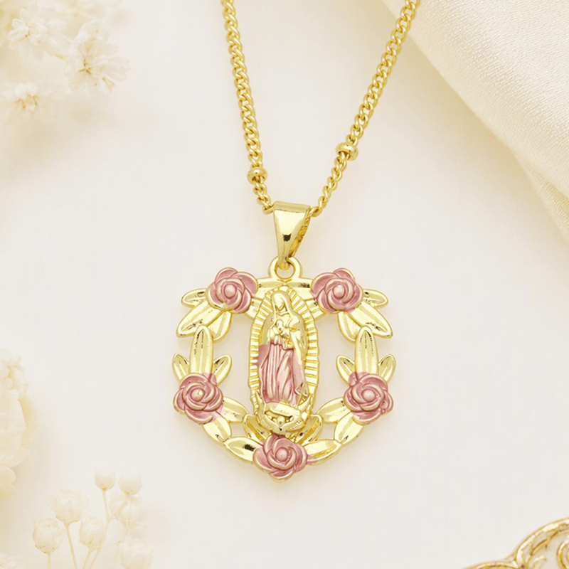Christianartworkshop Devotion Inspired Enamel Copper St. Jude & Our Lady of Guadalupe Necklace - image 2