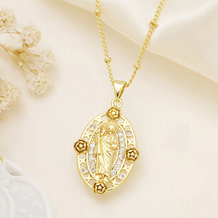 Christianartworkshop Devotion Inspired Enamel Copper St. Jude & Our Lady of Guadalupe Necklace - image 11
