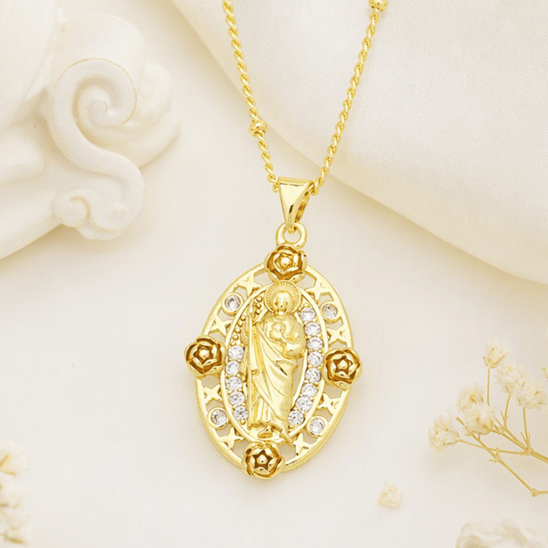 Christianartworkshop Devotion Inspired Enamel Copper St. Jude & Our Lady of Guadalupe Necklace - image 12
