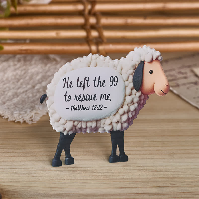 Christianartworkshop 2D Flat Textured Lost Sheep Scripture Fridge Magnet: Emblem of Tender Divine Mercy - Sheep - image 0