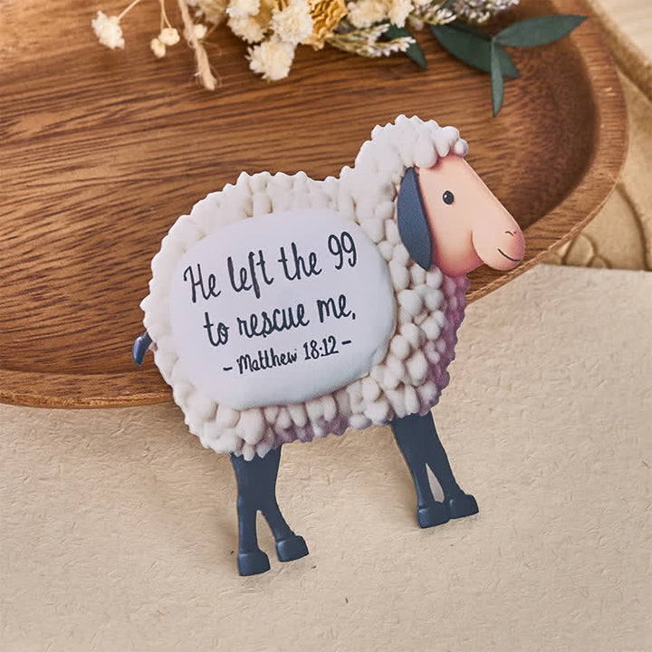 Christianartworkshop 2D Flat Textured Lost Sheep Scripture Fridge Magnet: Emblem of Tender Divine Mercy - image 4
