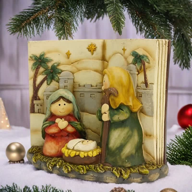Christianartworkshop Resin Open Book Nativity Scene Tabletop Decor Holy Family Manger Figurine - image 4