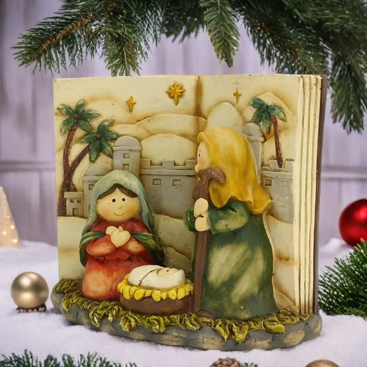 Christianartworkshop Resin Open Book Nativity Scene Tabletop Decor Holy Family Manger Figurine - image 4