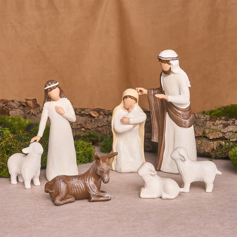 Christianartworkshop Resin Holy Family Nativity Figurine Set Manger Scene Tabletop Decor - image 1