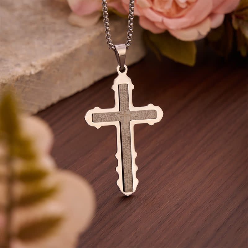 Christianartworkshop Curved Edge Prayer Verse Cross Necklace: Sacred Chest Marker of Heavenly Grace - image 5