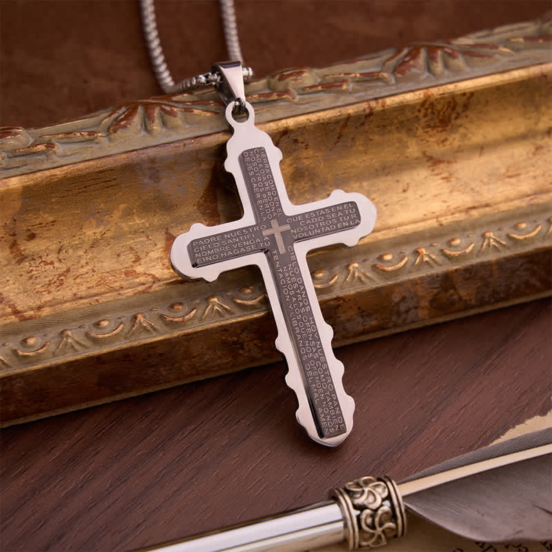 Christianartworkshop Curved Edge Prayer Verse Cross Necklace: Sacred Chest Marker of Heavenly Grace - image 6