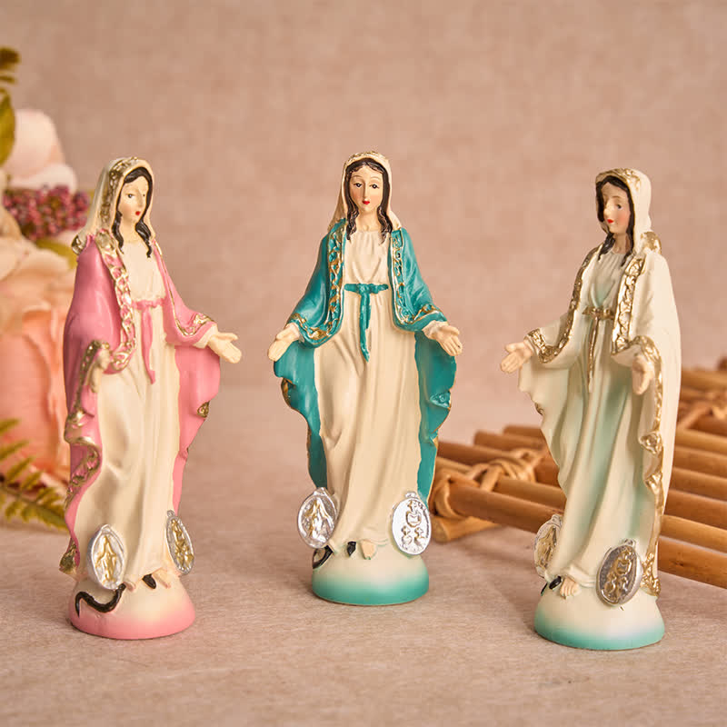 Christianartworkshop Miraculous Medal Our Lady Resin Figurine: Emblem of Gentle Heavenly Blessings - image 1