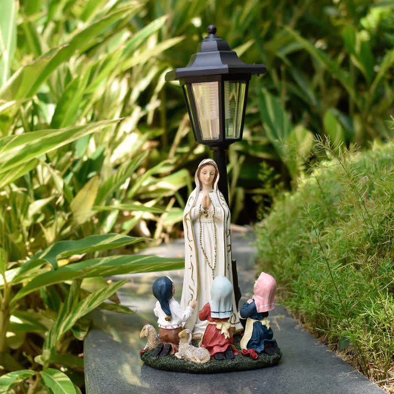Christianartworkshop Outdoor Our Lady Resin Sculpture with Solar Nightlight: Cherished Sacred Gift - image 2