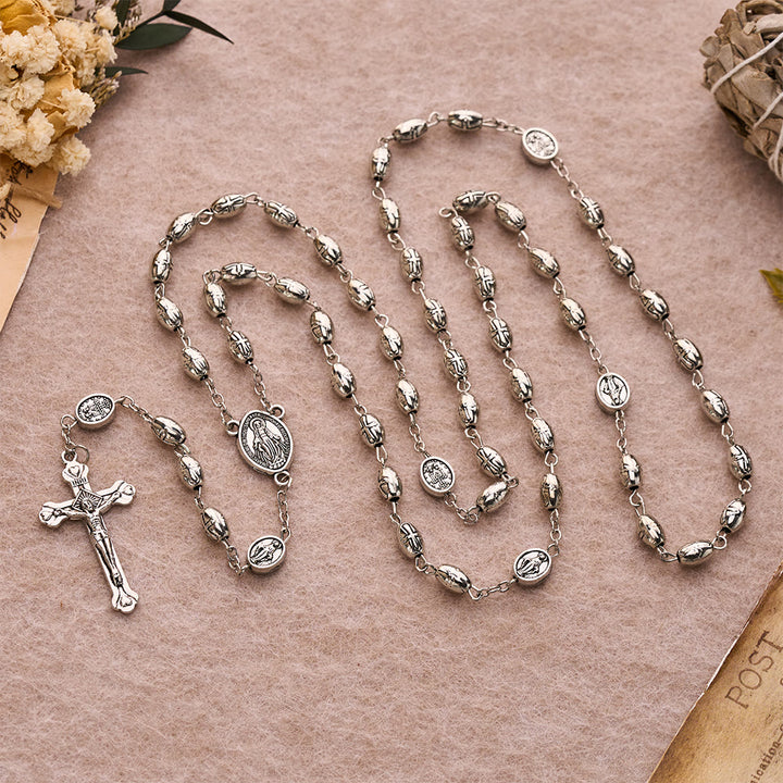 Christianartworkshop Embossed Alloy Rosary With Our Lady Miraculous Medal & Sacred Crucifix - image 4