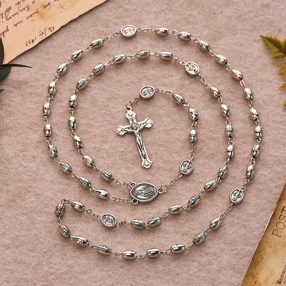 Christianartworkshop Embossed Alloy Rosary With Our Lady Miraculous Medal & Sacred Crucifix - image 5