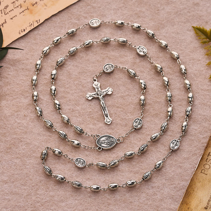 Christianartworkshop Embossed Alloy Rosary With Our Lady Miraculous Medal & Sacred Crucifix - image 5
