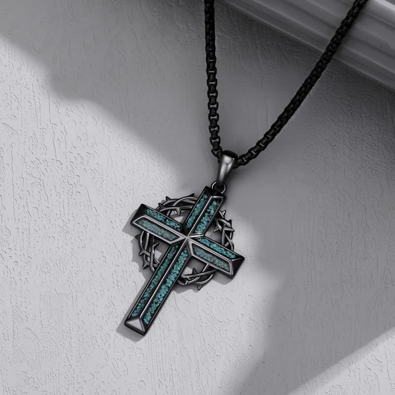 FREE Today: Textured Chip Stone Thorn Wreath Cross Necklace: Mark of Unwavering Hope - image 1
