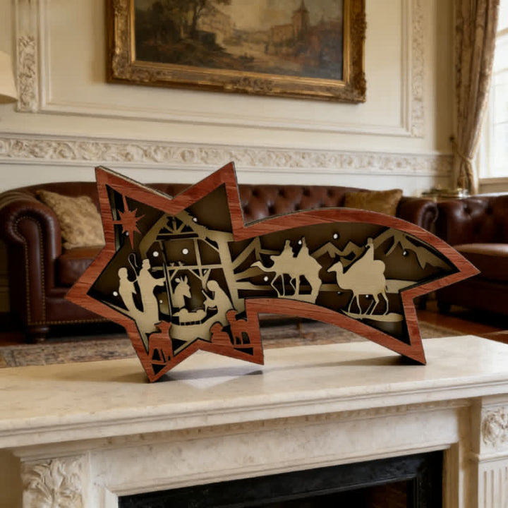 Christianartworkshop Star-Shaped Wooden Nativity Decor: Sacred Story & Artful Devotion - image 2