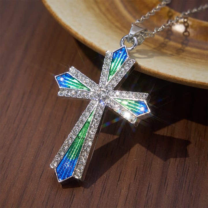 FREE Today: Iridescent Texture Rhinestone Alloy Cross Pendant Necklace - image 4