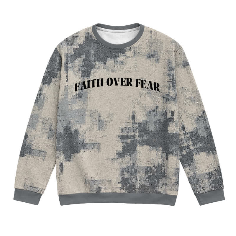 Christianartworkshop Faith Over Fear Vintage Camo Crewneck Sweater - 3XL - image 0