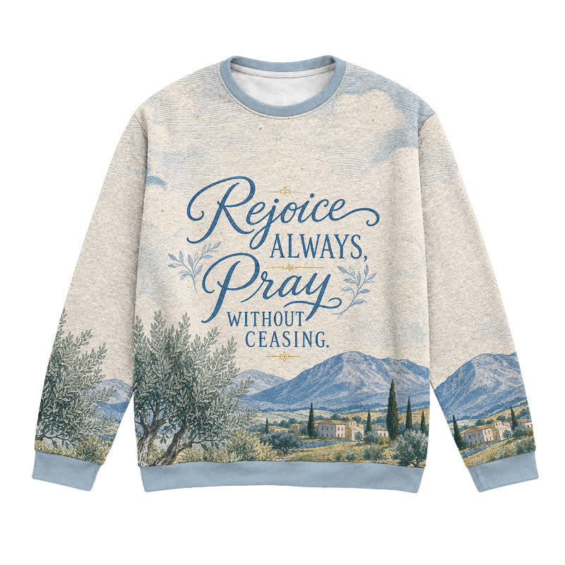 Christianartworkshop Rejoice Always Vintage Landscape Cozy Crewneck Sweater - 3XL - image 0