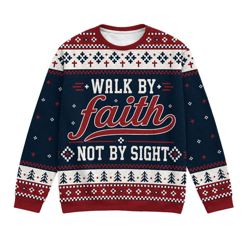 Christianartworkshop Walk By Faith Vintage Holiday Knit Sweater - 3XL - image 0