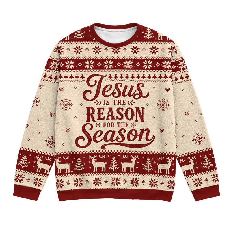 Christianartworkshop Jesus Is The Reason For The Season Festive Knit Sweater - 3XL - image 0