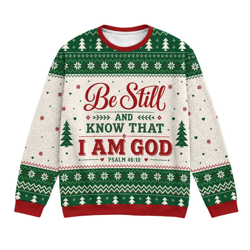 Christianartworkshop Be Still Psalm 46:10 Vintage Christmas Knit Sweater - 3XL - image 0