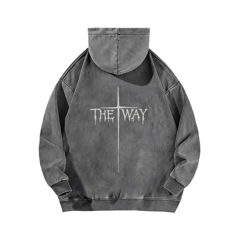 Christianartworkshop The Way Cross Front And Back Washed Hoodie - image 4