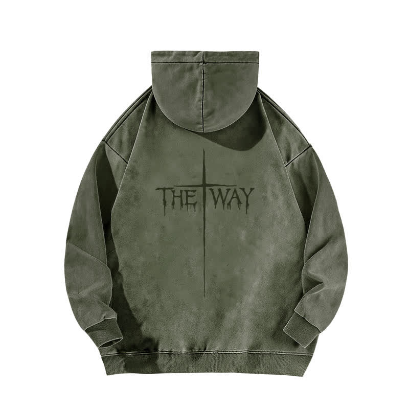 Christianartworkshop The Way Cross Front And Back Washed Hoodie - image 13