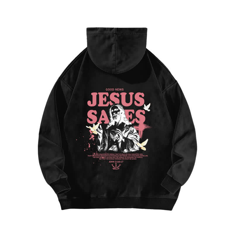 Christianartworkshop Jesus Saves John 3:16 Front And Back Washed Hoodie - image 1