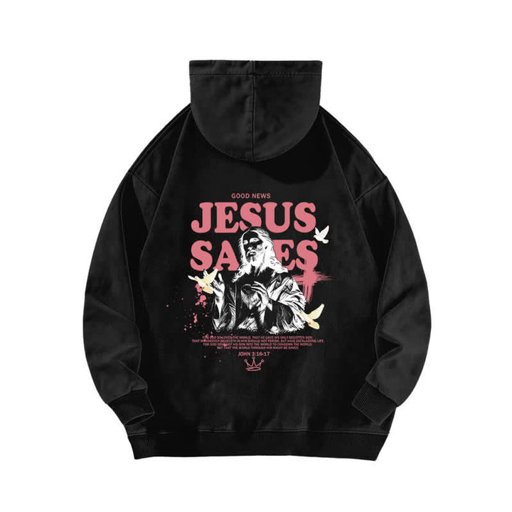 Christianartworkshop Jesus Saves John 3:16 Front And Back Washed Hoodie - image 1