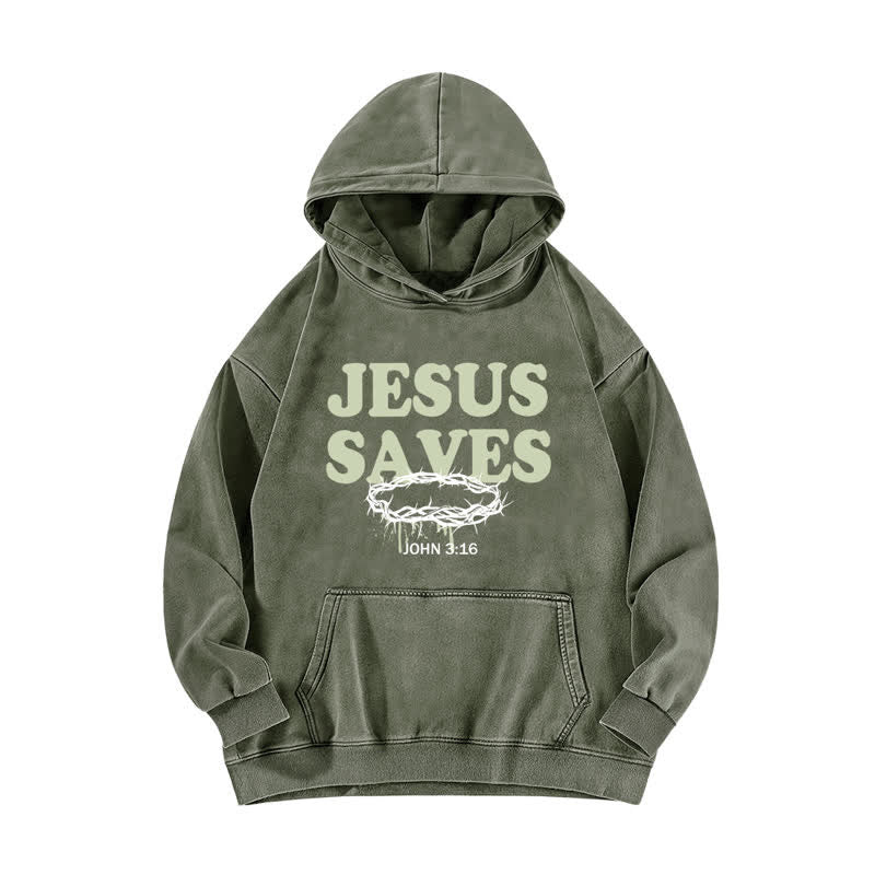 Christianartworkshop Jesus Saves John 3:16 Front And Back Washed Hoodie - image 5