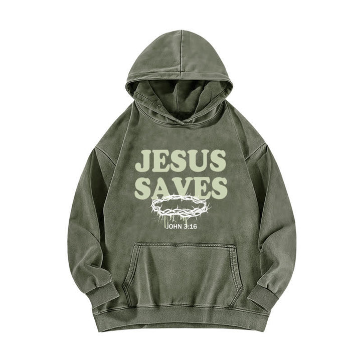 Christianartworkshop Jesus Saves John 3:16 Front And Back Washed Hoodie - image 5